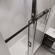 ANZZI SD-FRLS05701MB Frameless Sliding Shower Door matte black, top-down view of the sliding panel