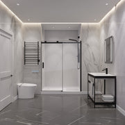 ANZZI SD-FRLS05701MB Frameless Sliding Shower Door matte black, wide room view