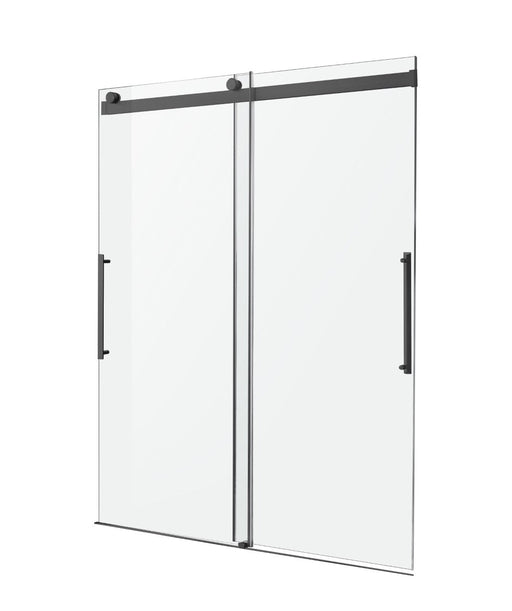 ANZZI SD-FRLS05901MB Frameless Sliding Shower Door matte black, product photo on white