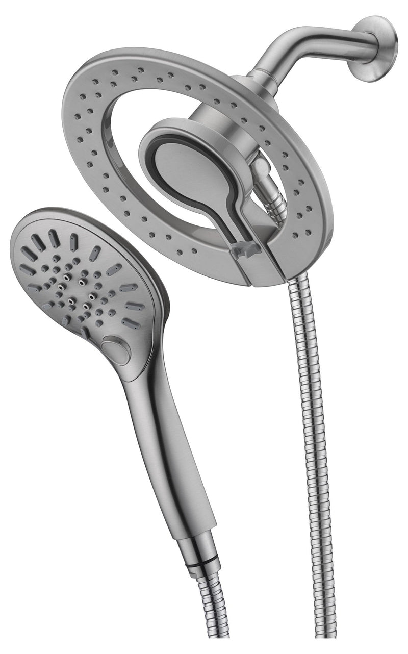 ANZZI SH-AZ067BN Valkyrie shower head in brushed nickel, white background view 1