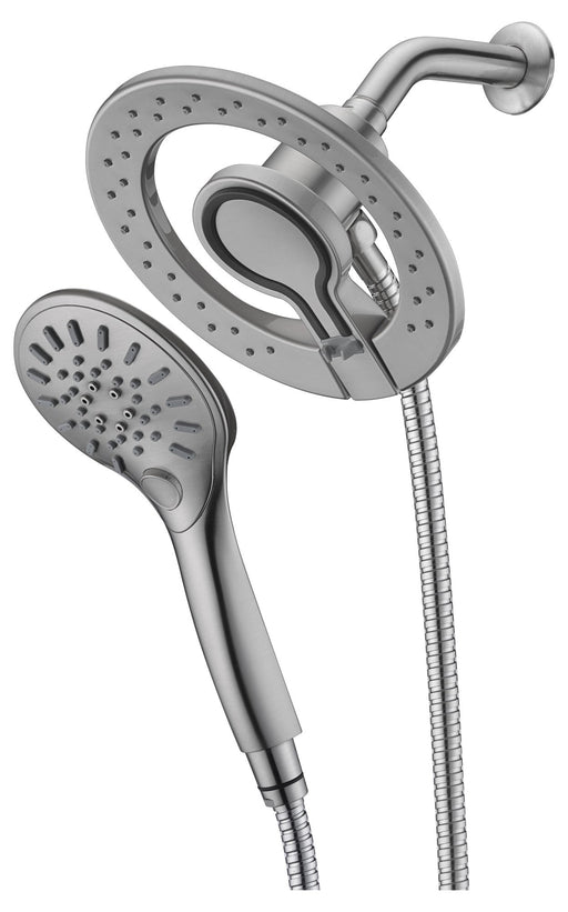 ANZZI SH-AZ067BN Valkyrie shower head in brushed nickel, white background view 1