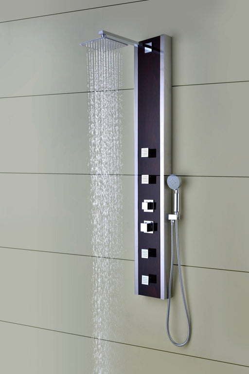 ANZZI SP-AZ012 Monsoon shower panel system in polished chrome, installed room view 1