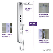 ANZZI SP-AZ015 Lann shower panel system, dimension drawing