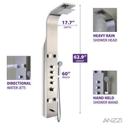 ANZZI SP-AZ022 Echo shower panel system, dimension drawing