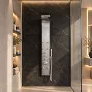 ANZZI SP-AZ026 Fontan shower panel system in brushed steel, installed room view 3