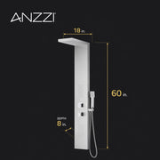 ANZZI SP-AZ041 Expanse shower panel system, dimension drawing
