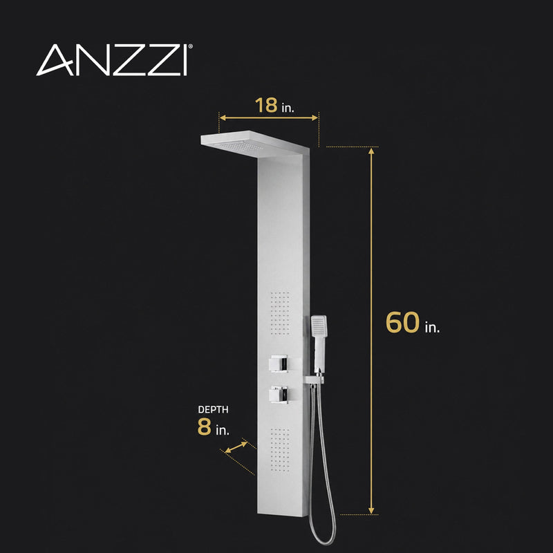 ANZZI SP-AZ041 Expanse shower panel system, dimension drawing