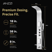 ANZZI SP-AZ042 FIELD shower panel system, dimension drawing