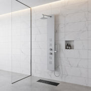 ANZZI SP-AZ048 VELD shower panel system in clear white, installed room view 1