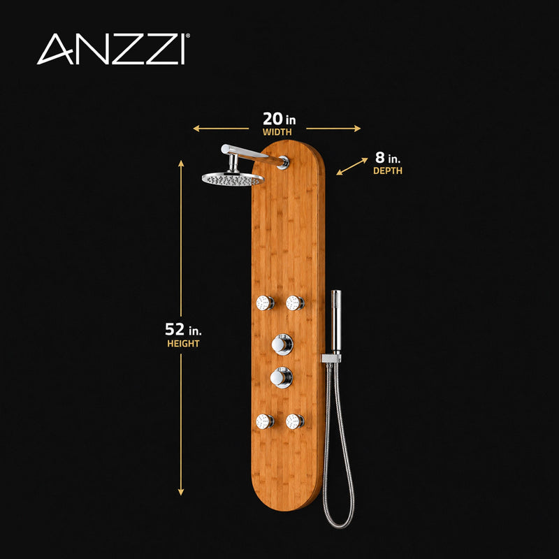 ANZZI SP-AZ061 Crane shower panel system, dimension drawing 1
