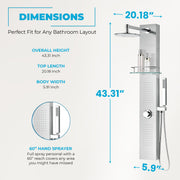 ANZZI SP-AZ075 Coastal shower panel system, dimension drawing