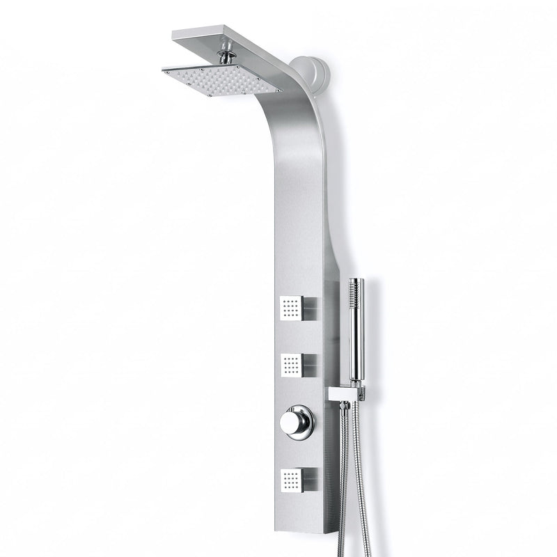 ANZZI SP-AZ077 Sans shower panel system in brushed steel, main product photo