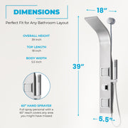 ANZZI SP-AZ078BS Aura shower panel system, dimension drawing 0 #4