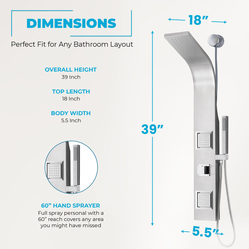 ANZZI SP-AZ078BS Aura shower panel system, dimension drawing 0 #4