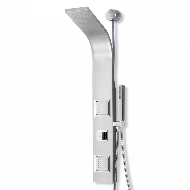 ANZZI SP-AZ078BS Aura shower panel system in brushed steel, main product photo