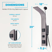 ANZZI SP-AZ078GM Aura shower panel system, dimension drawing 0 #3