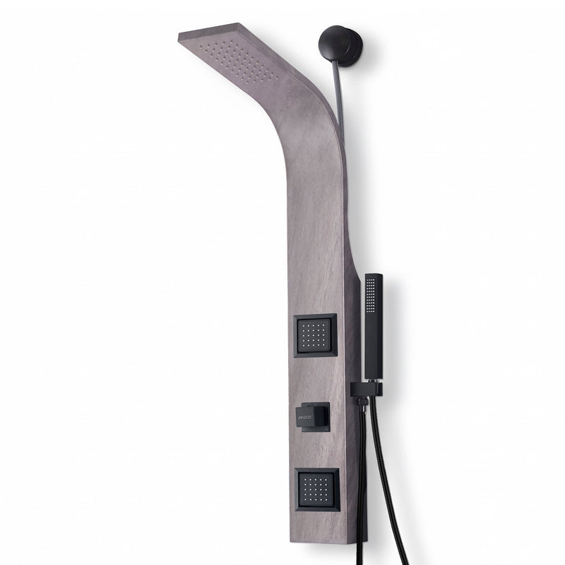 ANZZI SP-AZ078GM Aura shower panel system in glossy gray, main product photo