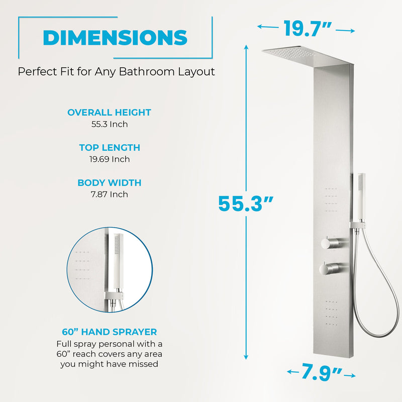 ANZZI SP-AZ079BN Collines shower panel system, dimension drawing 1 #4