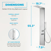 ANZZI SP-AZ079CH Collines shower panel system, dimension drawing