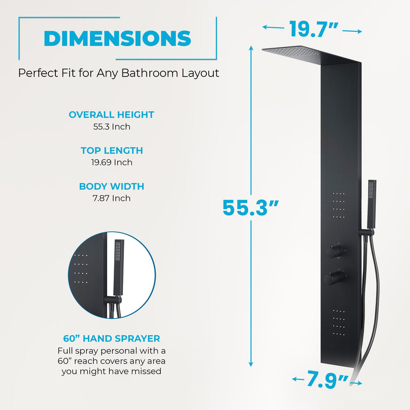 ANZZI SP-AZ079CH Collines shower panel system, dimension drawing 1 #5