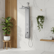 ANZZI SP-AZ080BN Beverly shower panel system in brushed nickel, installed room view 1