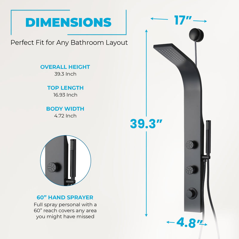 ANZZI SP-AZ081BN Cici shower panel system, dimension drawing 0 #3