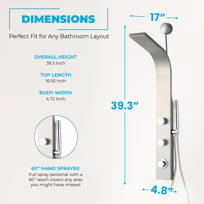 ANZZI SP-AZ081BN Cici shower panel system, dimension drawing 0 #4