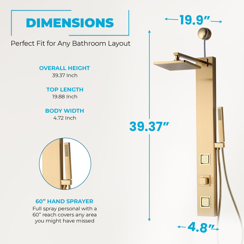 ANZZI SP-AZ082BG Dion shower panel system, dimension drawing 0 #4