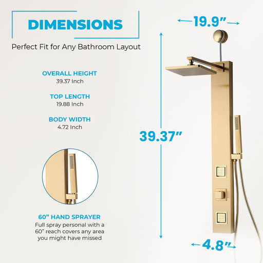 ANZZI SP-AZ082BG Dion shower panel system, dimension drawing 0 #4
