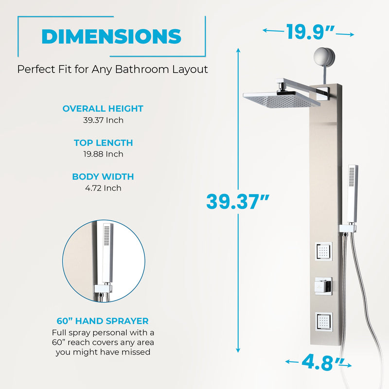ANZZI SP-AZ082BN Dion shower panel system, dimension drawing 0 #3