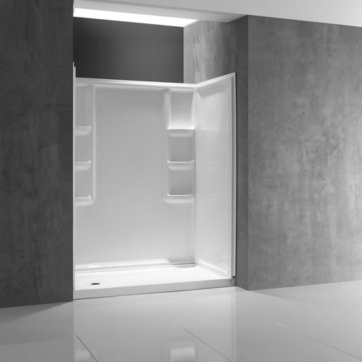 ANZZI SW-AZ009WH Shower Wall Surround installed wall kit in a shower