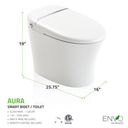 ANZZI TL-STSF851WH smart bidet toilet, dimension drawing