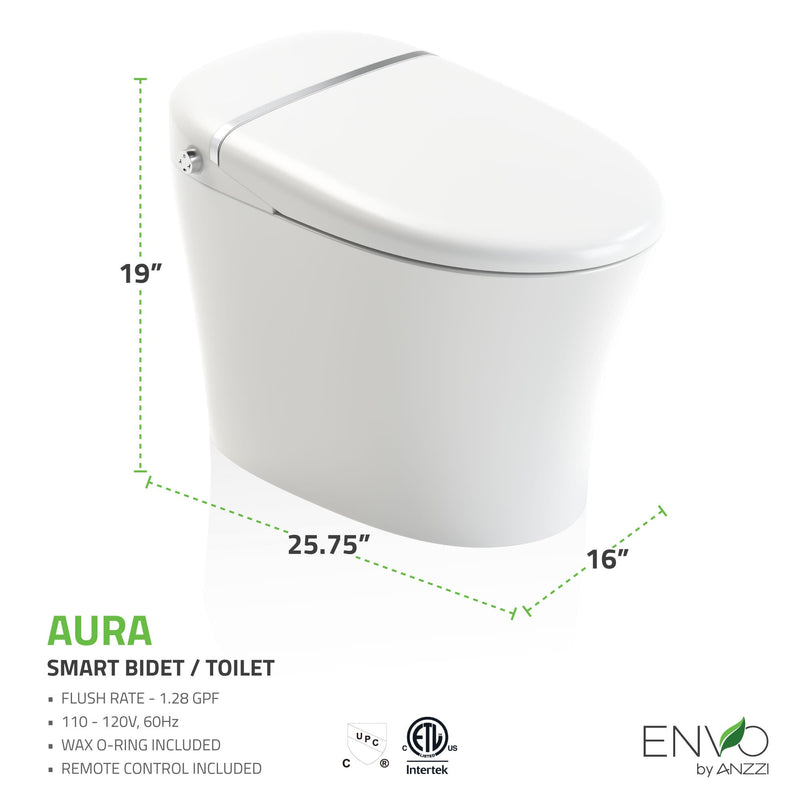 ANZZI TL-STSF851WH smart bidet toilet, dimension drawing
