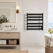 ANZZI TW-AZ023MBK Note towel warmer, installed room view 3
