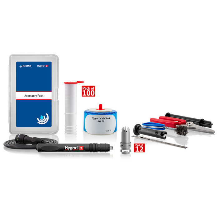 Tramex ASTM F2170 Accessory Pack - AP-F2170-B An accessory pack for moisture testing in concrete, featuring various tools and components designed to comply with ASTM F2170 standards.