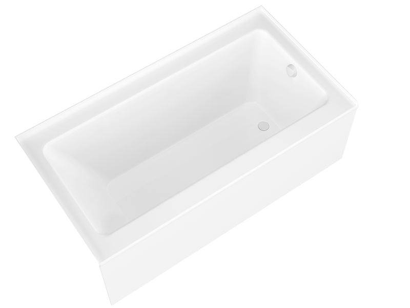 Atlantis 3060SHR alcove bathtub, white acrylic, three-quarter product view