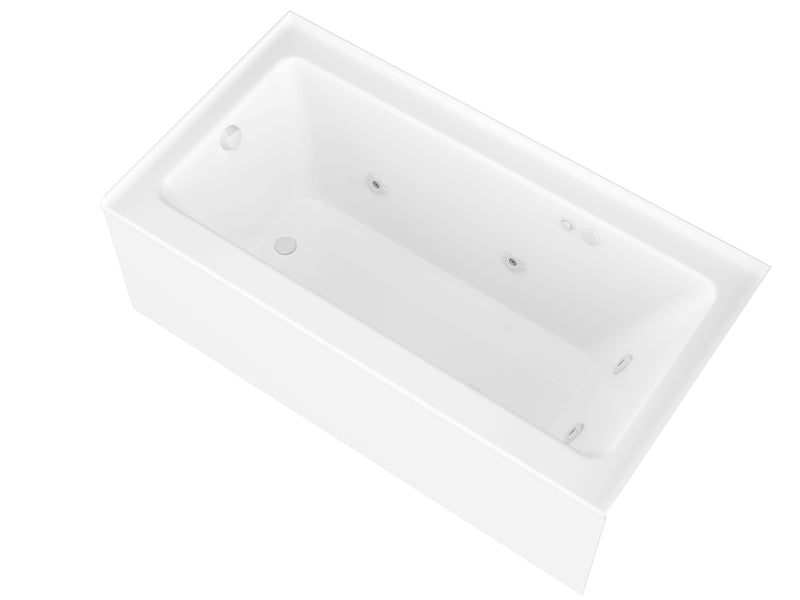 Atlantis 3260SHWL alcove bathtub, white acrylic, three-quarter product view