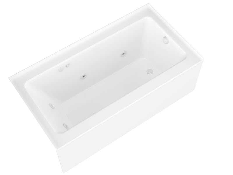 Atlantis 3260SHWR alcove bathtub, white acrylic, three-quarter product view