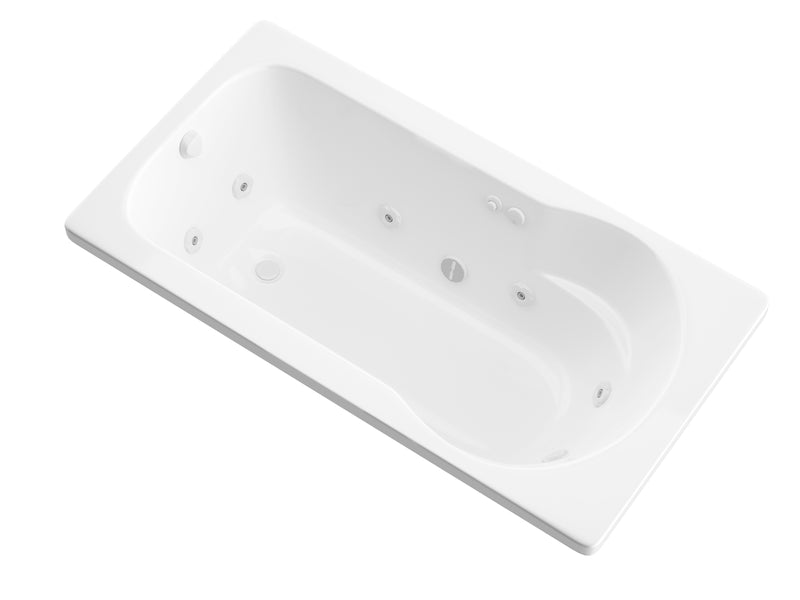 Atlantis 3260ZWL drop-in bathtub, white acrylic, three-quarter product view