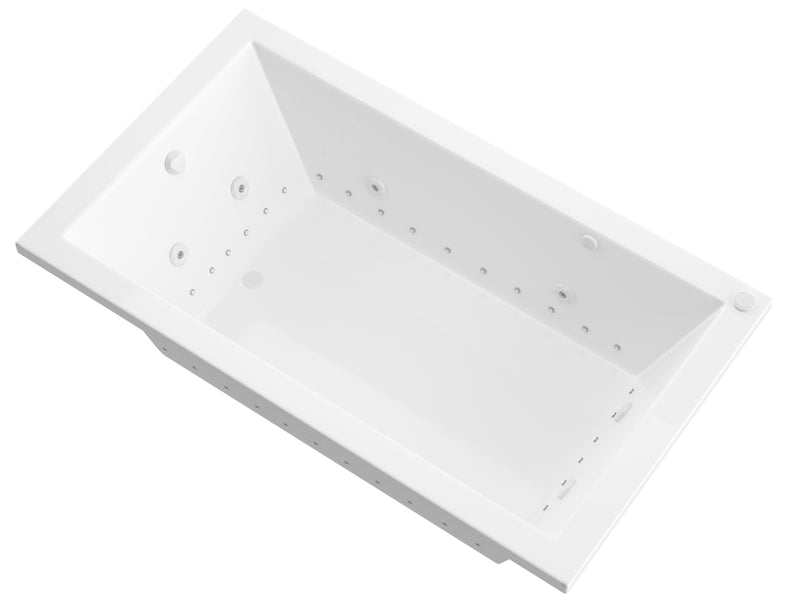 Atlantis 3272VNDL drop-in bathtub, white acrylic, three-quarter product view