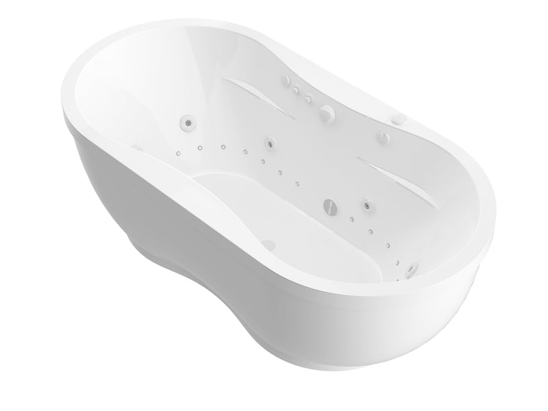 Atlantis 3471AD freestanding bathtub, white acrylic, three-quarter product view