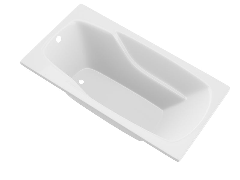 Atlantis 3660E drop-in bathtub, white acrylic, three-quarter product view