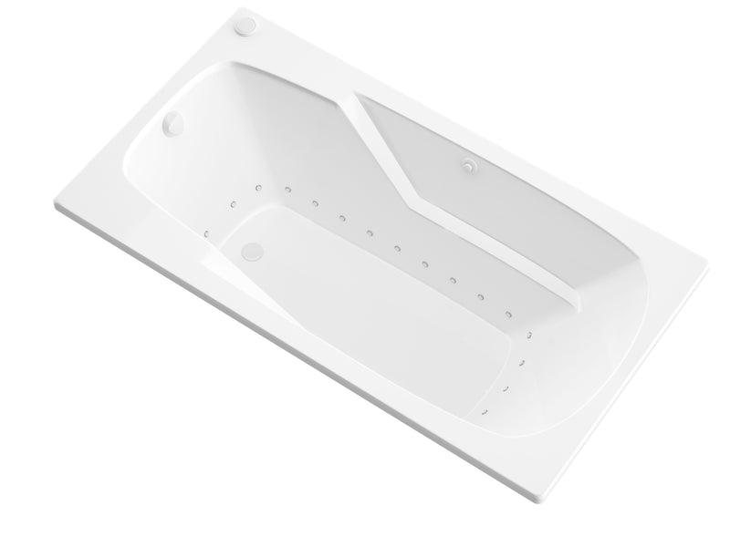 Atlantis 3660EAL drop-in bathtub, white acrylic, three-quarter product view