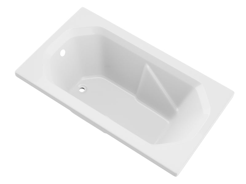 Atlantis 3660M drop-in bathtub, white acrylic, three-quarter product view