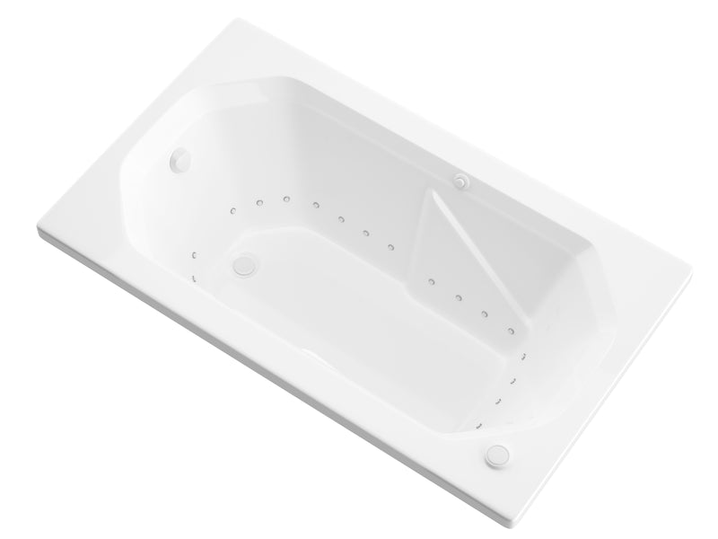 Atlantis 3660MAR drop-in bathtub, white acrylic, three-quarter product view