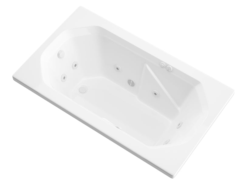Atlantis 3660MWL drop-in bathtub, white acrylic, three-quarter product view
