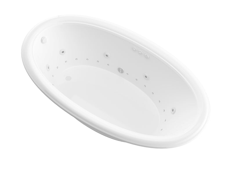 Atlantis 3660PDL drop-in bathtub, white acrylic, three-quarter product view