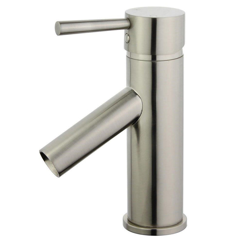 Bellaterra Home 10198-BN-W Malaga bathroom faucet, Brushed Nickel, front view on a white background
