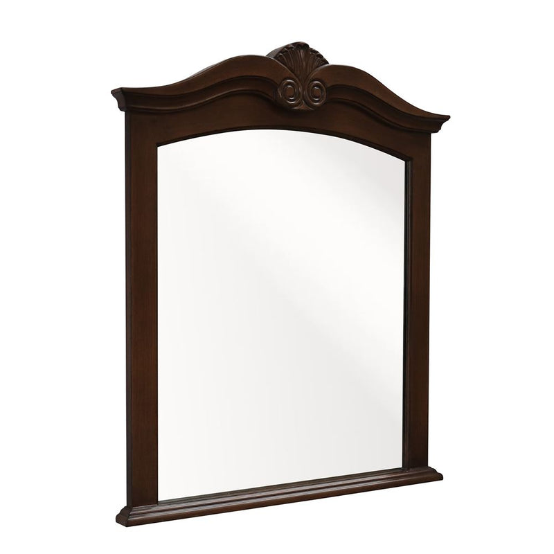 Bellaterra Home 202016A-MIRROR Bridge 33.5" mirror, Walnut, front view on a white background