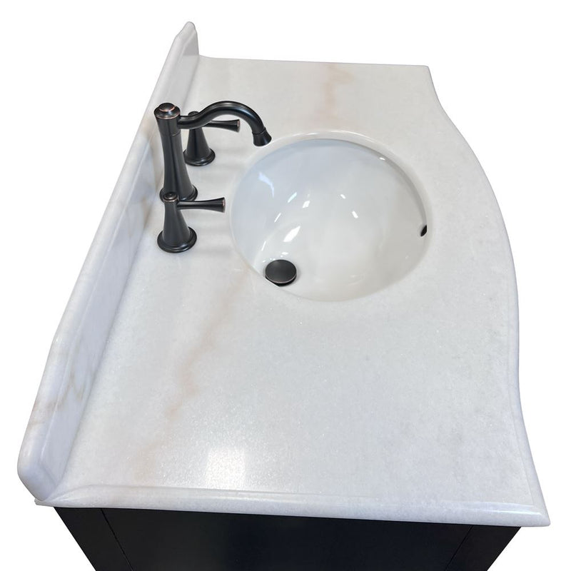 Bellaterra Home 203037-B-WH 36" vanity, Black, white marble top, side view